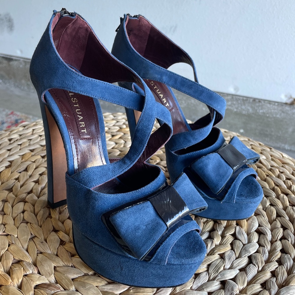 70s inspired blue suede Lolita Platforms Jill Stuart